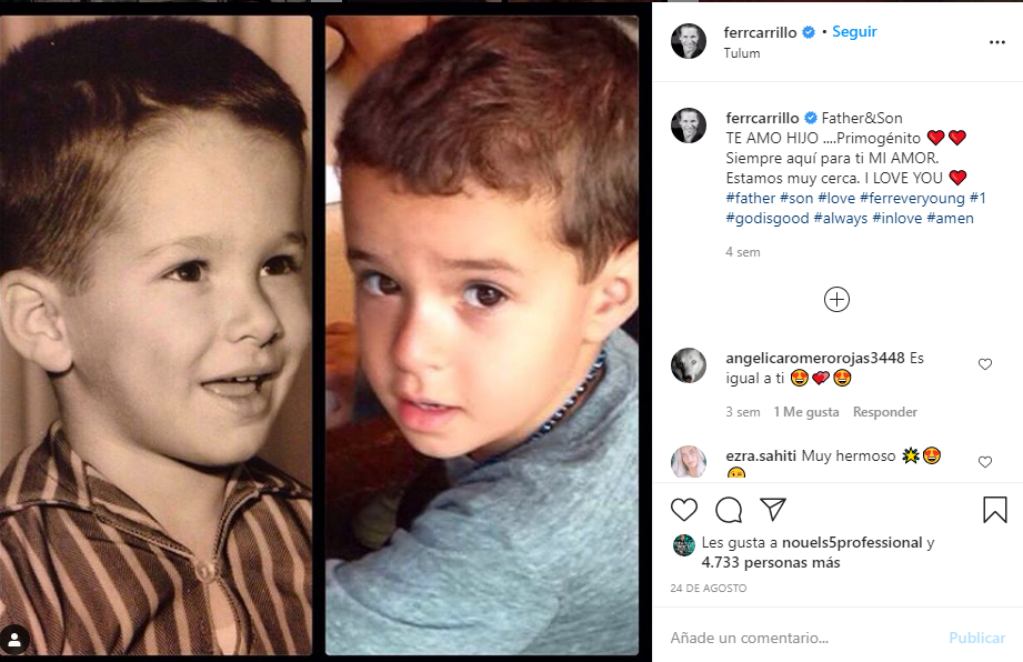 Fernando Carrillo recordó a su hijo mayor hace poco. Foto: instagram