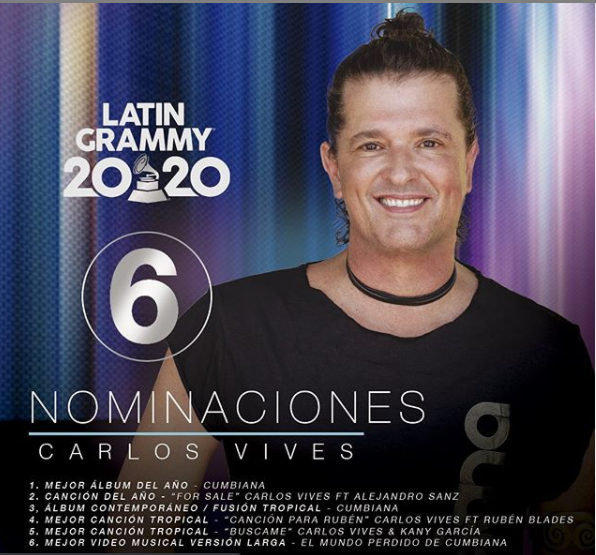 Carlos Vives estará también en la ceremonia del Latin Grammy, en noviembre. Foto: Instagram