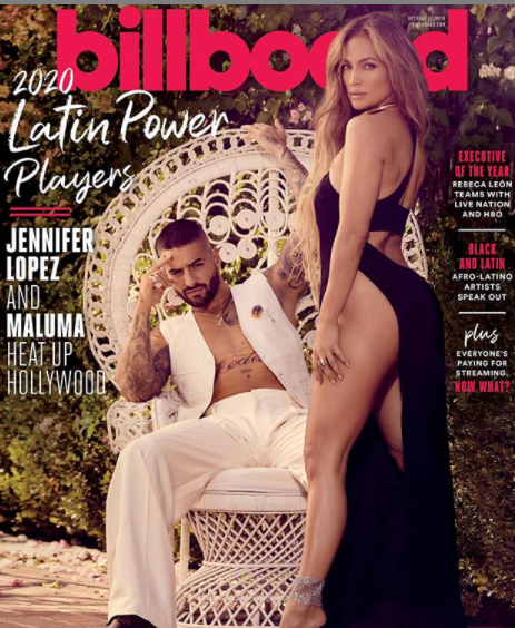 Maluma y J Lo en la portada de Billboard. Foto: Instagram