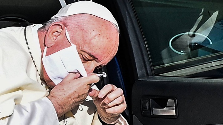 El Papa Francisco ha sido visto en muy pocas ocasiones con la mascarrilla. Foto