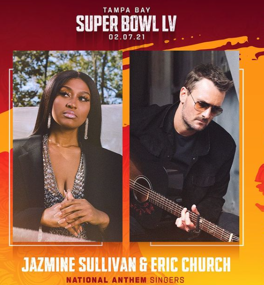 Jazmine Sullivan y Eric Church cantarán juntos el Himno de EE.UU. Foto: Instagram 