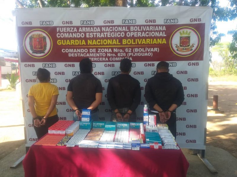 GNB aprehendió a 4 personas por contrabando de medicinas en el estado Bolívar