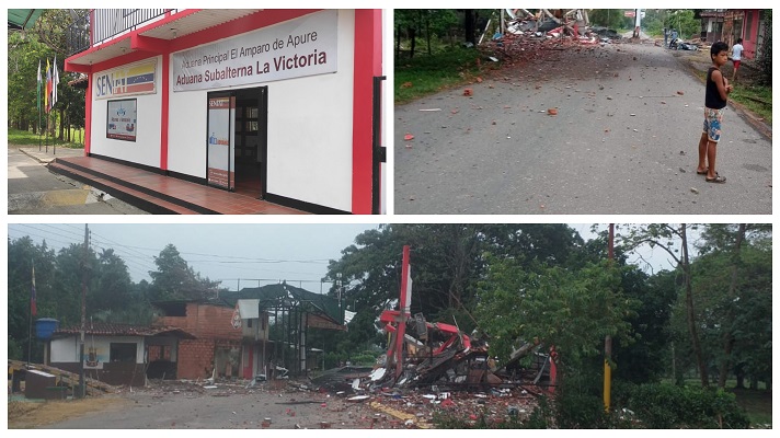 Un ataque con explosivos perpetraron disidentes de las FARC, contra las instalaciones de la aduana, en La Victoria, en el estado Apure. Todo ocurrió este martes por la noche.
