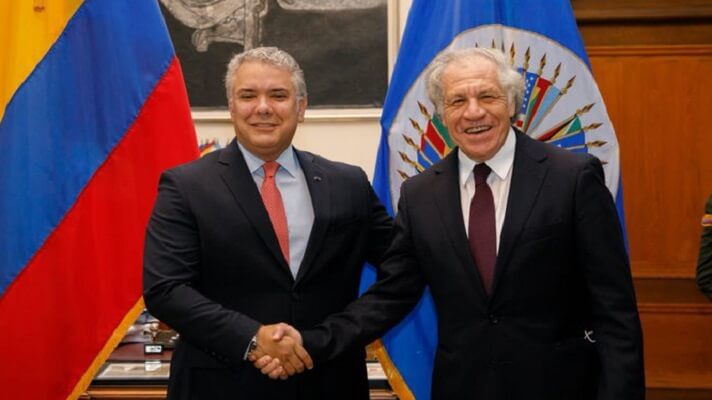 El presidente de Colombia Iván Duque, sostuvo una reunión con el secretario general de la Organización de Estados Americanos (OEA), Luis Almagro. Ambas personalidades hablaron 