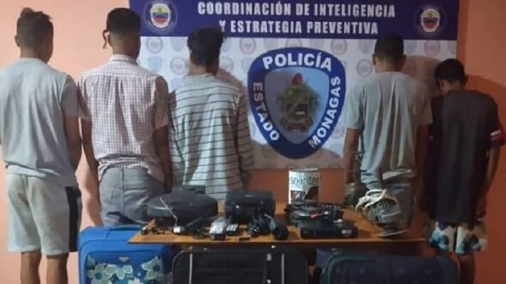 Miembros de Inteligencia de la Policía del Estado Monagas (PoliMonagas), detuvieron a cinco sujetos, presuntamente, integrantes del  grupo delictivo 