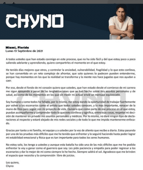 En septiembre anunció Chyno que se retiraría de las redes sociales. Foto Instagram 