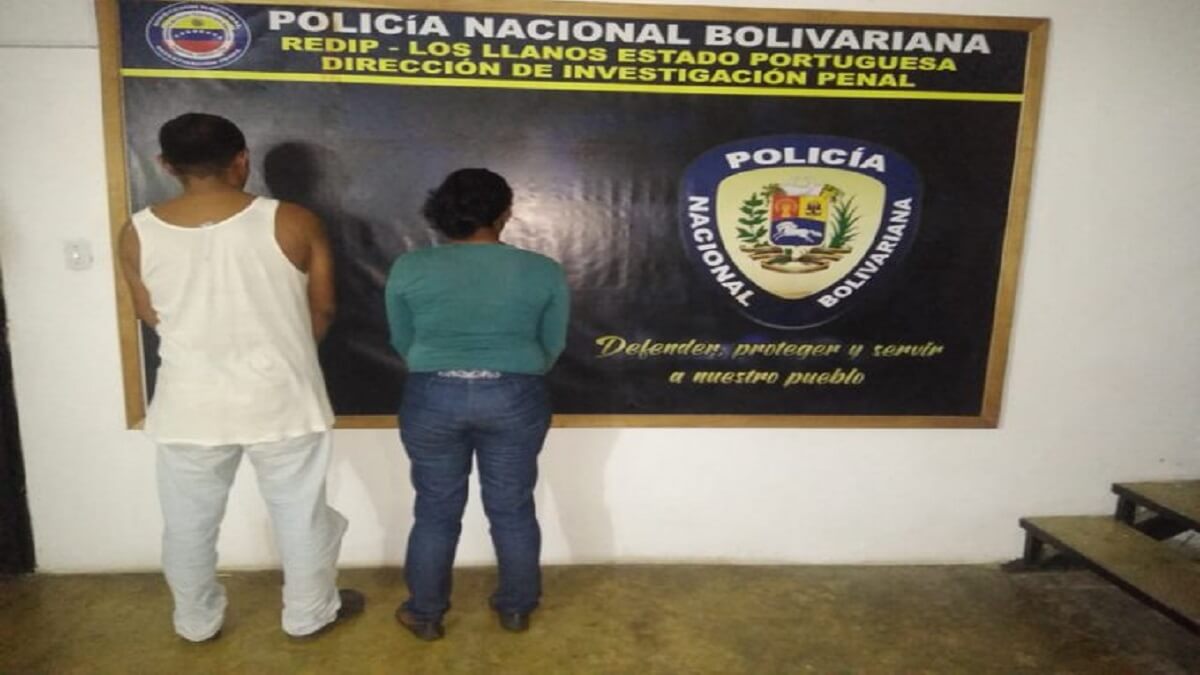 La pareja fue detenida por la PNB en el estado Portuguesa. Foto cortesía