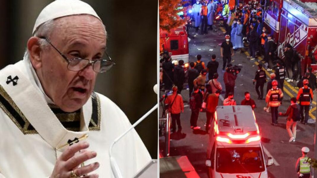 El papa dedicó oraciones a las víctimas de la estampida en Seúl.
