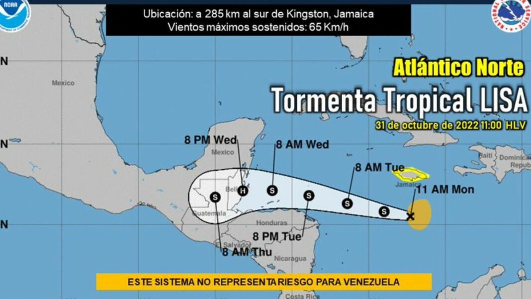 Continuarán las lluvias, pero sin los efectos de la tormenta tropical Lisa que golpea Jamaica.