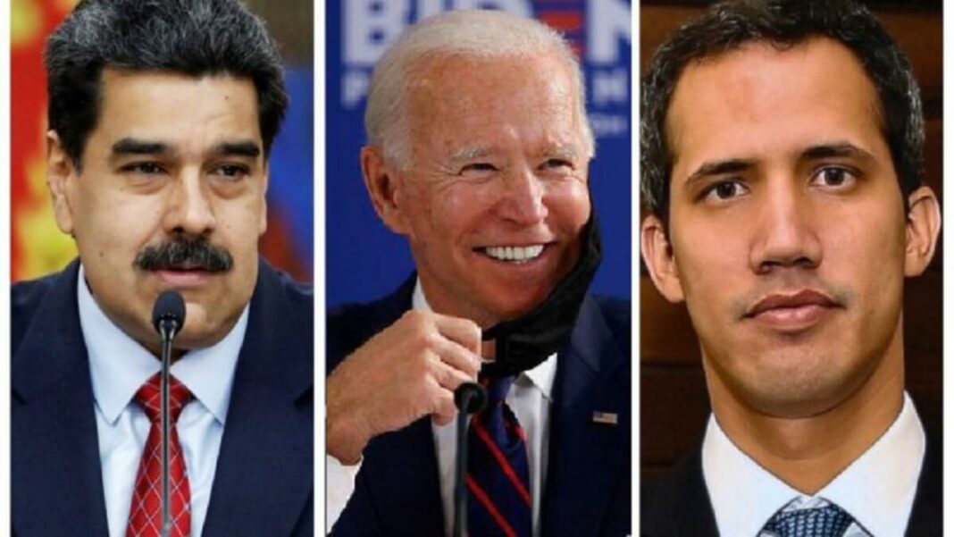Nicolás Maduro, Joe Biden y Juan Guaidó. Foto referencial