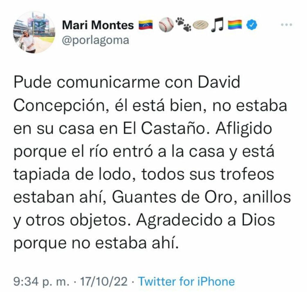 La periodista Mary Montes logró comunicarse con David Concepción . 