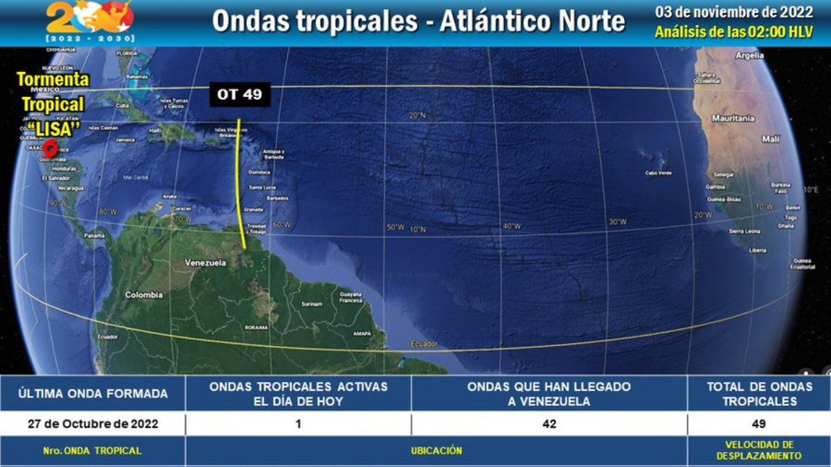Así pasa la onda tropical por Venezuela.