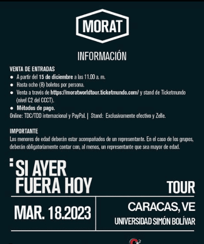 Este 15 de diciembre empieza la venta de entradas de Morat. Foto Instagram