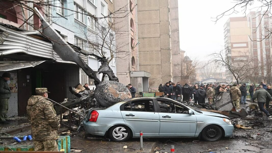 El accidente tuvo lugar en Brovary, una ciudad de unos 100.000 habitantes en el este de la capital ucraniana. Foto AFP