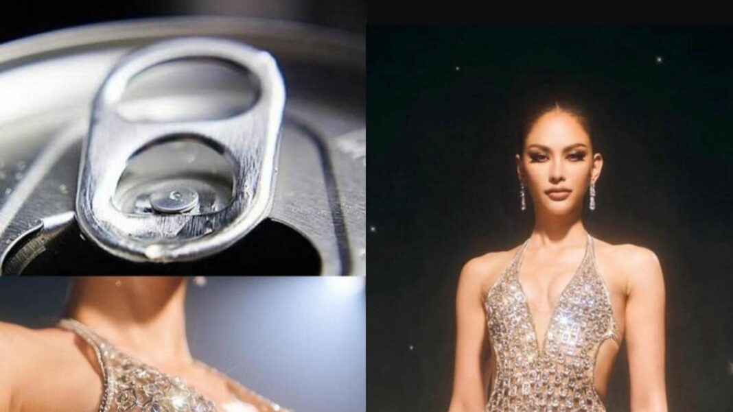 Una joya de vestido creada con anillas de latas de aluminio