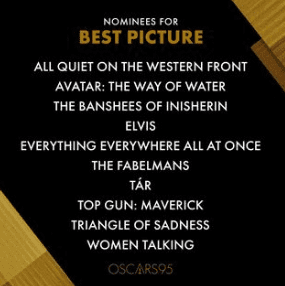 Las candidatas a mejor película en el Oscar. Foto Instagram