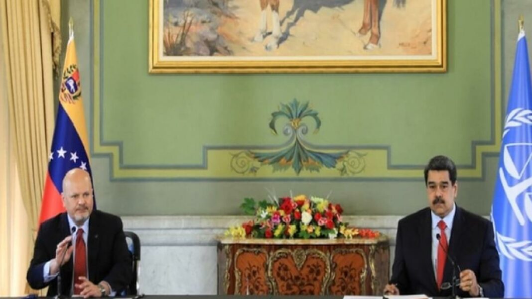 Karim Khan, fiscal de la CPI y Nicolás Maduro. Foto cortesía