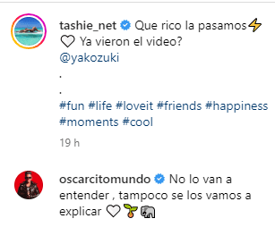 Oscarcito respondió al comentario de Natasha de manera sugerente. Foto Instagram