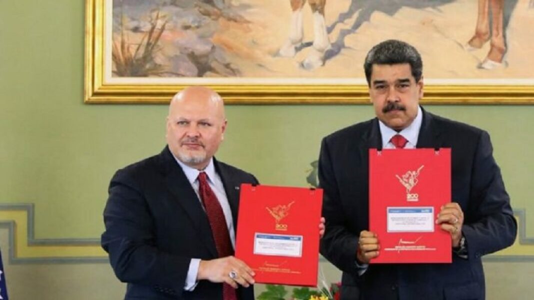 Karim Khan y Nicolás Maduro, en el palacio de Miraflores. Foto cortesía