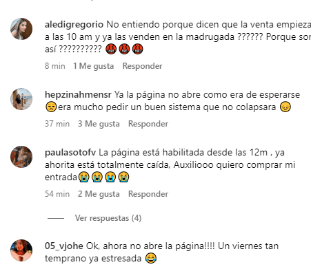 Los fanáticos de Luis Miguel protestaron en la cuenta de Mi Tickera en Instagram.