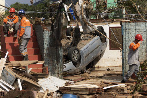 Vista de los daños causados ​​por un ciclón en Roca Sales, estado de Rio Grande do