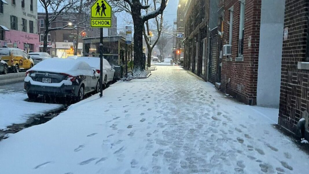 Primera nevada en Nueva York, luego de dos años.